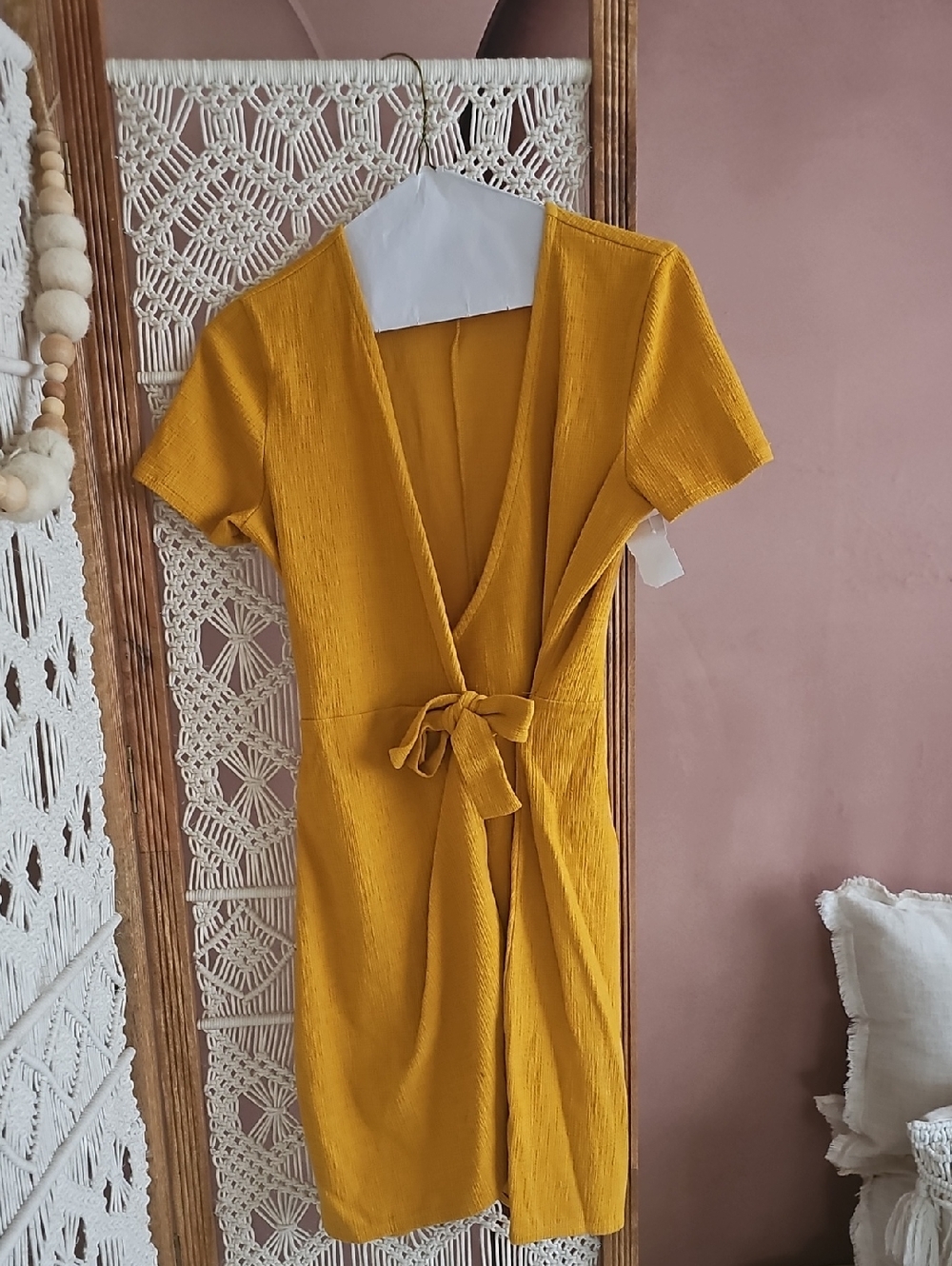 J. Crew Mustard Yellow Wrap Midi Dress